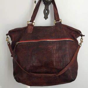 Clare Vivier Crocodile Embossed Satchel